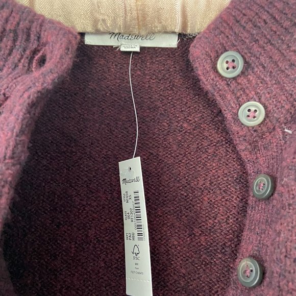 NWT Madewell Pembury Henley Mockneck Heathered Burgundy Sweater - Picture 8 of 13